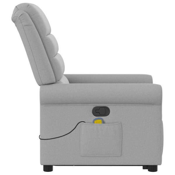 Poltrona Alzapersona Massaggi Reclinabile Grigio Nuvola Tessuto - Image 6