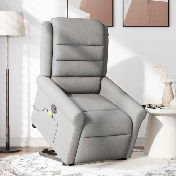 Poltrona Alzapersona Massaggi Elettrica Grigio Nuvola Tessuto - Image 3