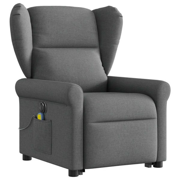 Poltrona Alzapersona Massaggi Elettrica Grigio Scuro Tessuto - Image 3