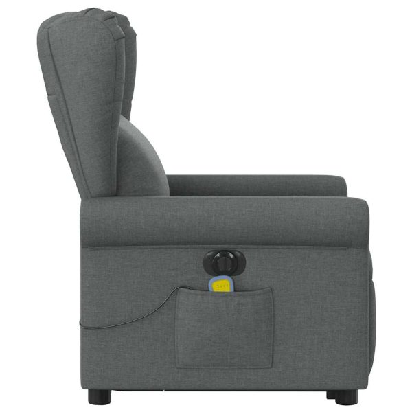 Poltrona Alzapersona Massaggi Elettrica Grigio Scuro Tessuto - Image 5