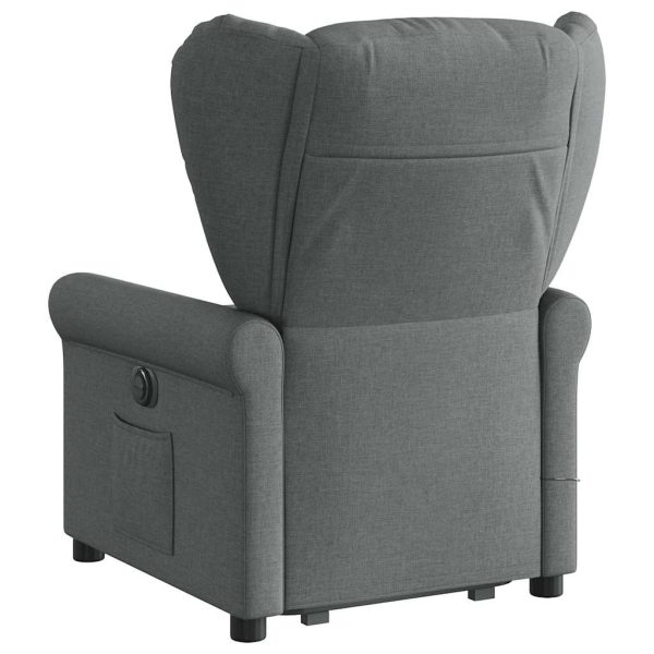 Poltrona Alzapersona Massaggi Elettrica Grigio Scuro Tessuto - Image 6