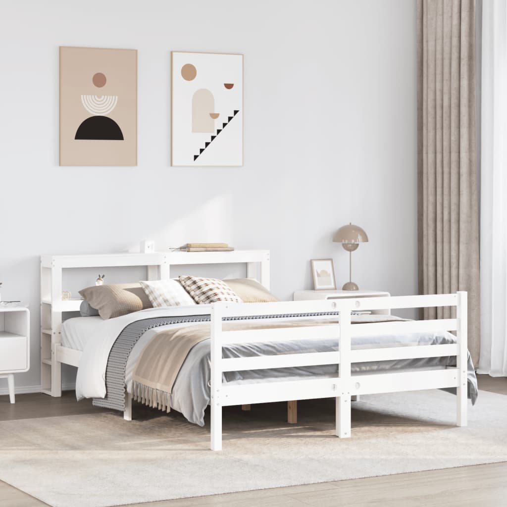 Letto Senza Materasso Bianco 140x190 Cm Legno Massello Di Pino