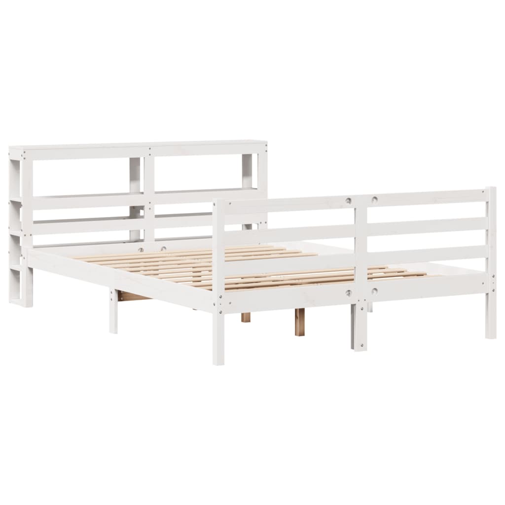 Letto Senza Materasso Bianco 140x190 Cm Legno Massello Di Pino - Image 3