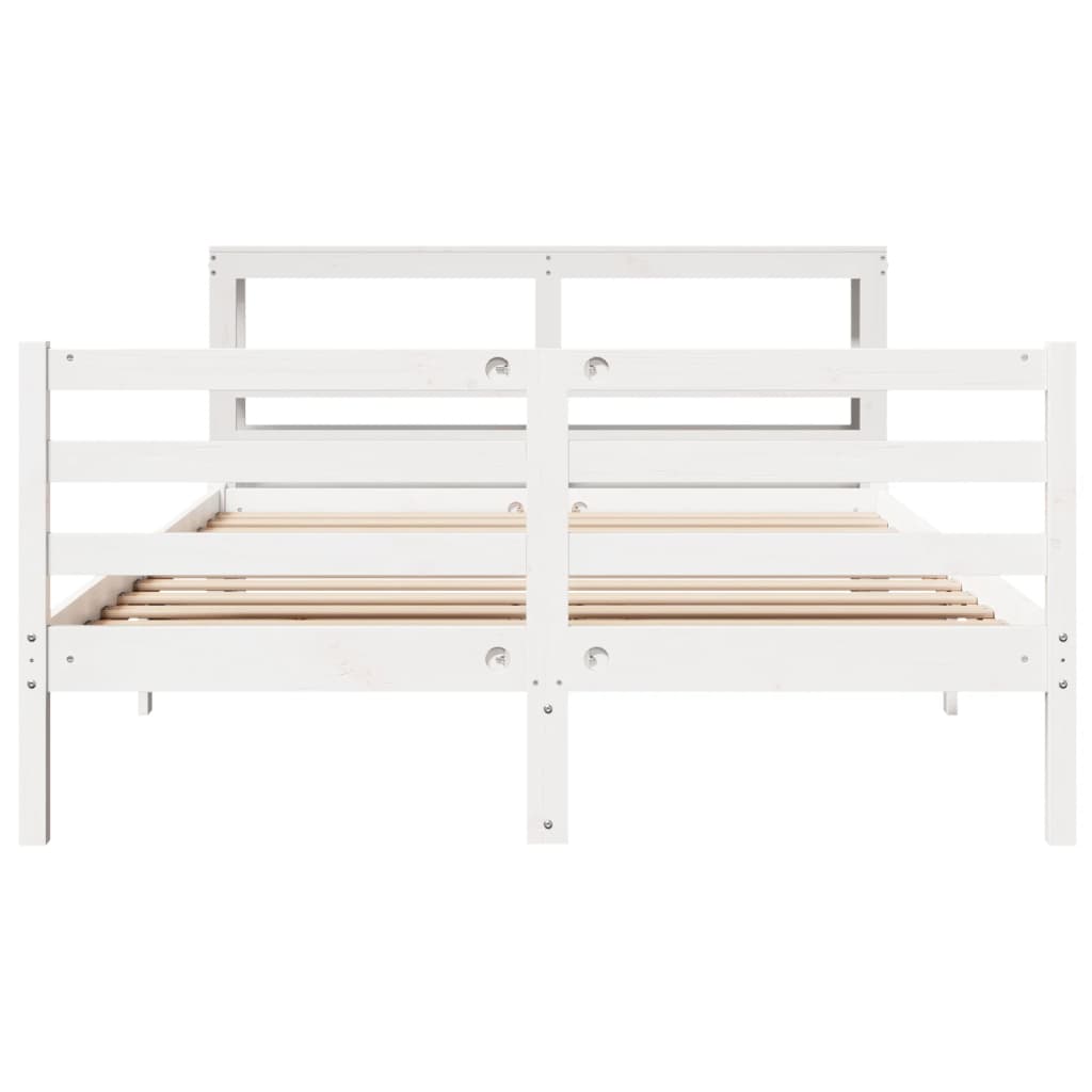 Letto Senza Materasso Bianco 140x190 Cm Legno Massello Di Pino - Image 4