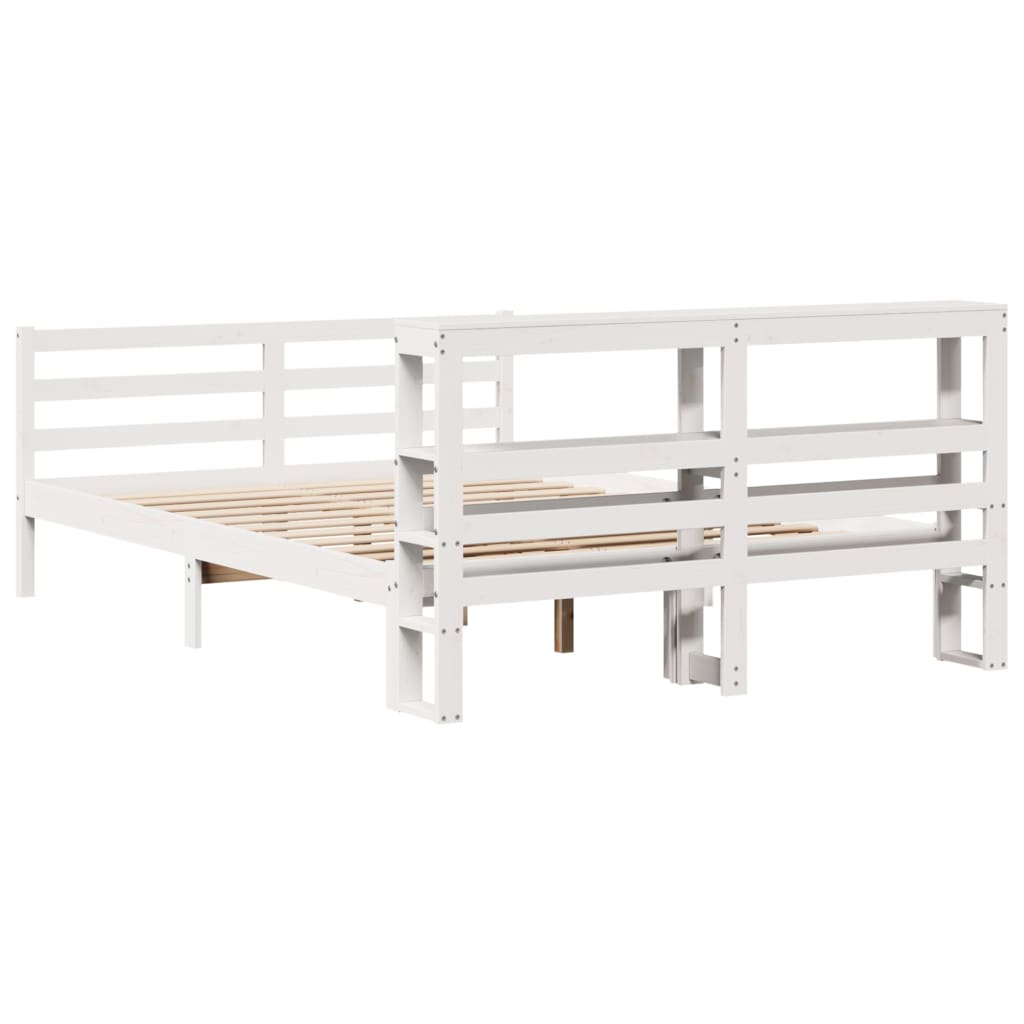 Letto Senza Materasso Bianco 140x190 Cm Legno Massello Di Pino - Image 6