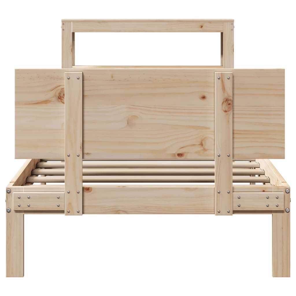 Giroletto Con Testiera 100x200 Cm Legno Massello Di Pino - Image 4