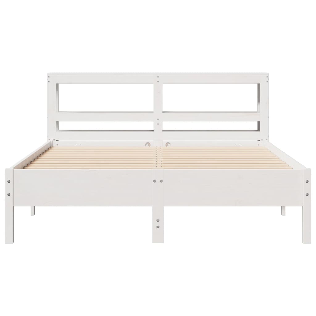 Letto Senza Materasso Bianco 140x200 Cm Legno Massello Di Pino - Image 4