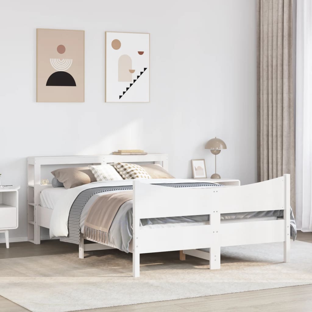 Giroletto Con Testiera Bianco 140x190 Cm In Legno Massello Pino - Image 3