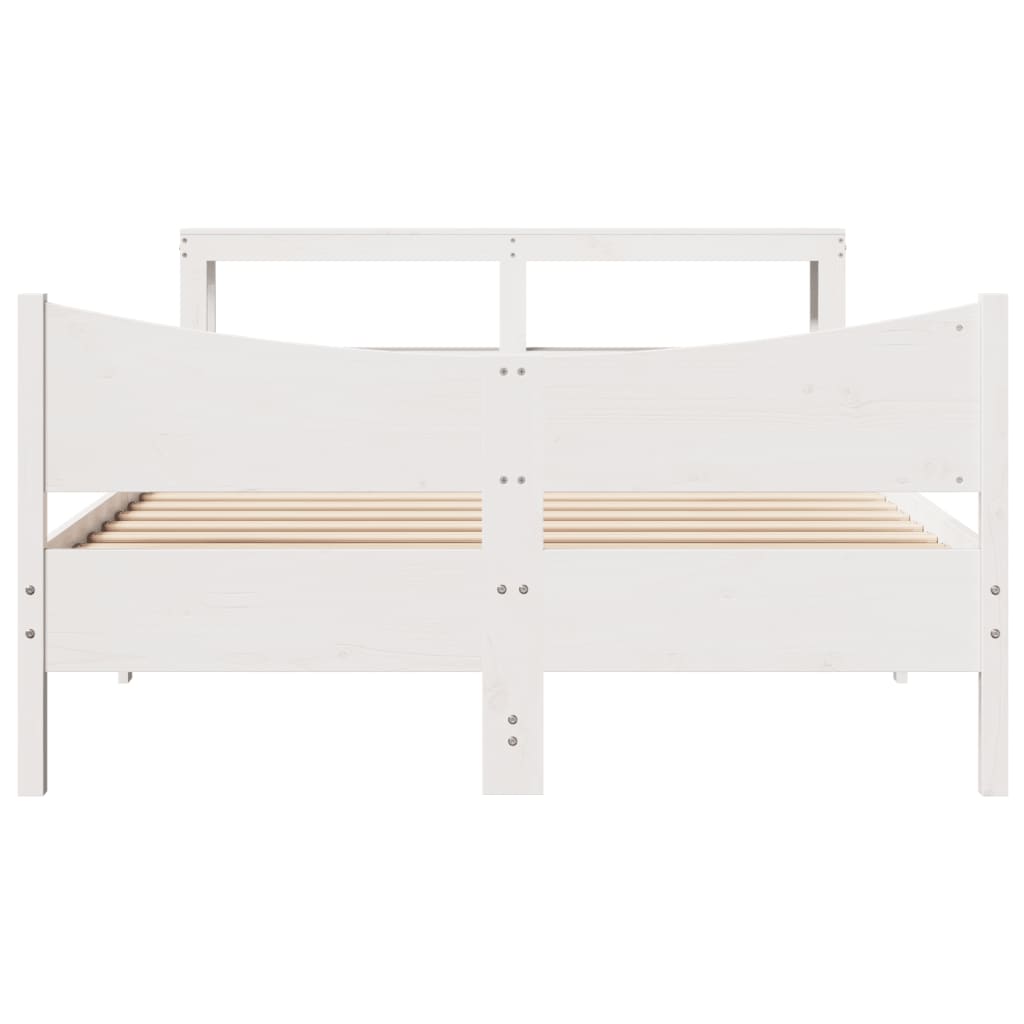 Giroletto Con Testiera Bianco 140x190 Cm In Legno Massello Pino - Image 4