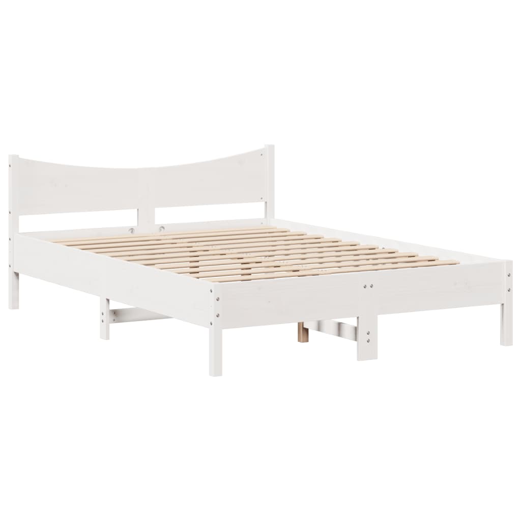 Giroletto Con Testiera Bianco 140x190 Cm In Legno Massello Pino - Image 5