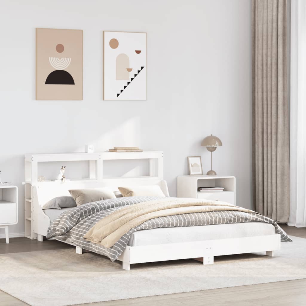 Letto Senza Materasso Bianco 140x200 Cm Legno Massello Di Pino