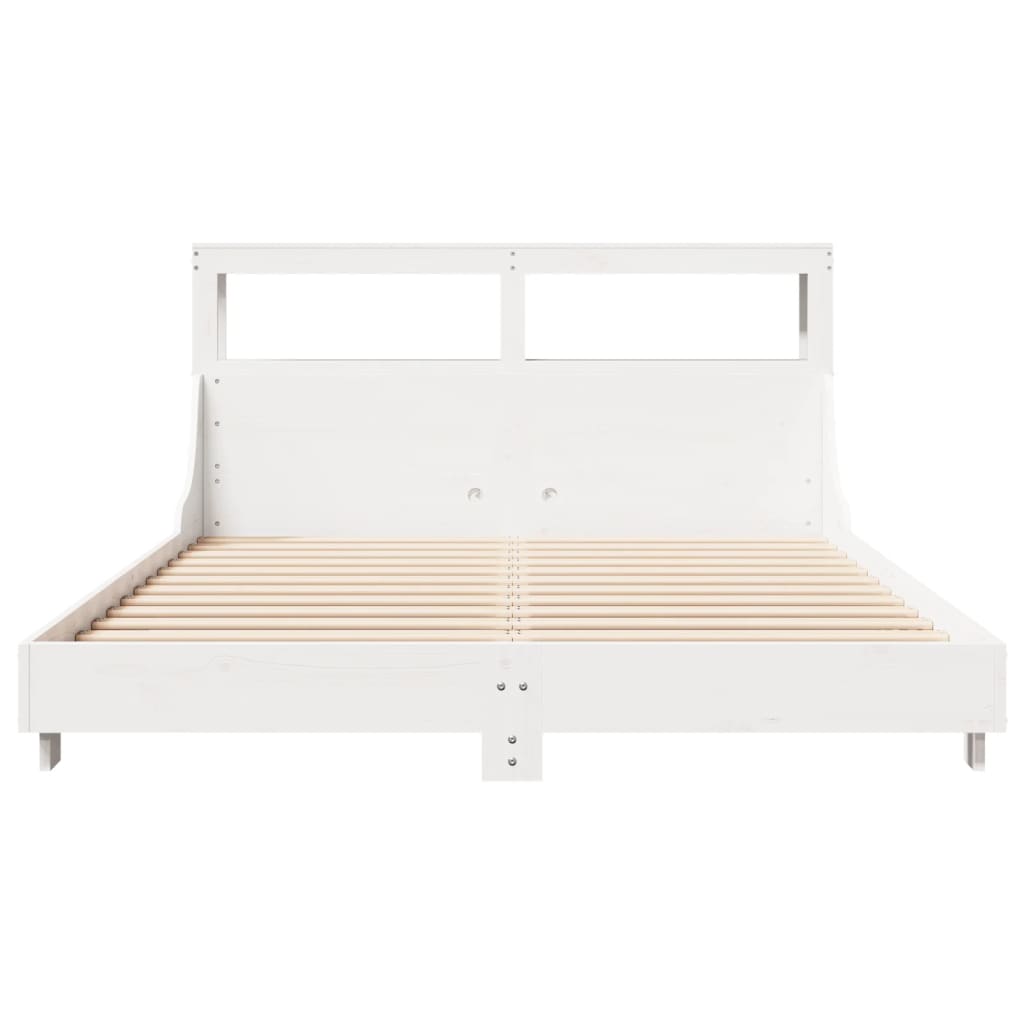 Letto Senza Materasso Bianco 140x200 Cm Legno Massello Di Pino - Image 4