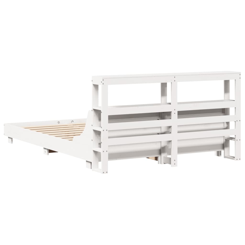 Letto Senza Materasso Bianco 140x200 Cm Legno Massello Di Pino - Image 6