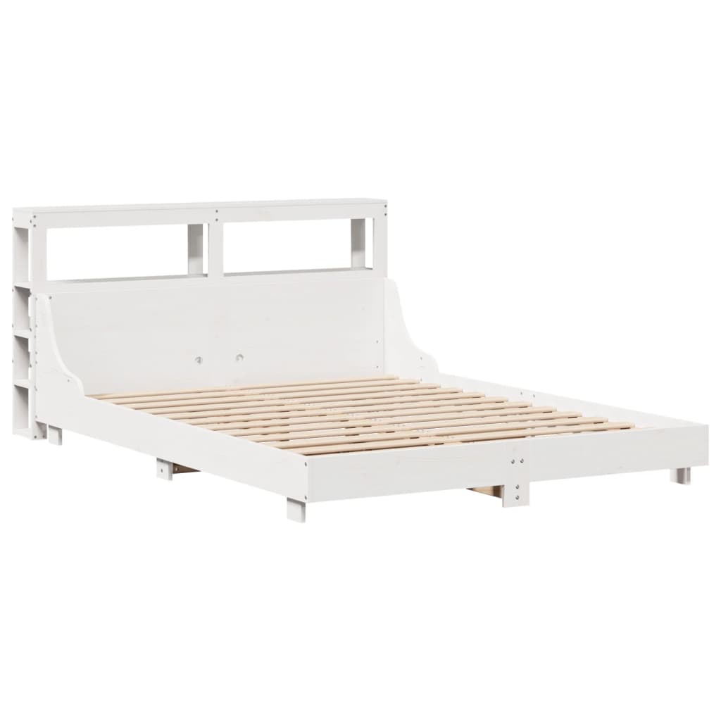 Letto Senza Materasso Bianco 140x190 Cm Legno Massello Di Pino - Image 3