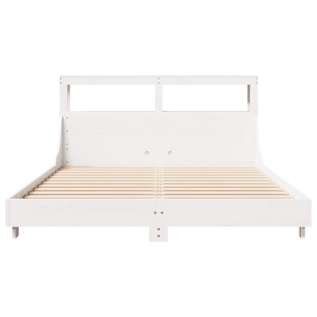 Letto Senza Materasso Bianco 140x190 Cm Legno Massello Di Pino - Image 4