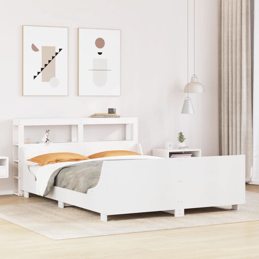 Letto Senza Materasso Bianco 140x190 Cm Legno Massello Di Pino