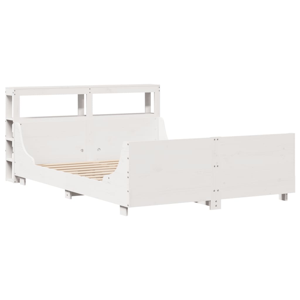 Letto Senza Materasso Bianco 140x190 Cm Legno Massello Di Pino - Image 3