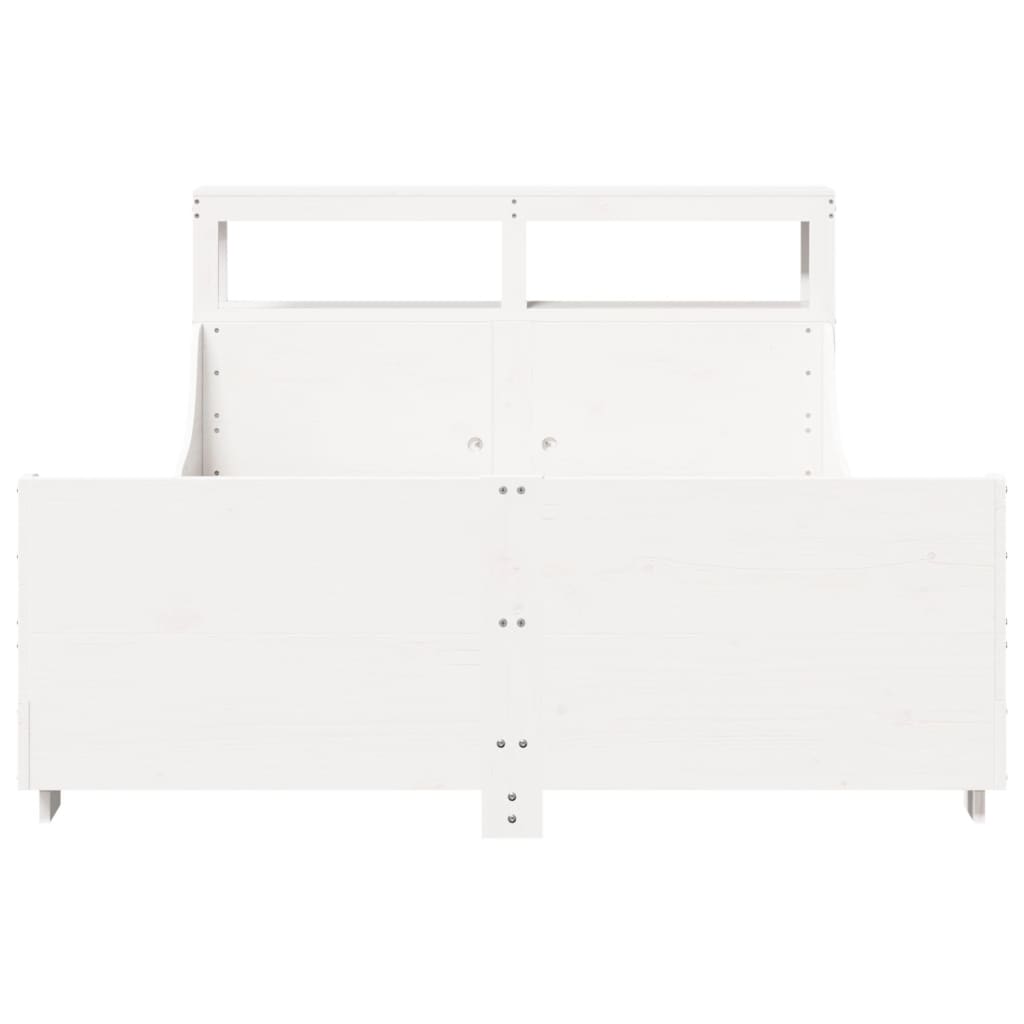 Letto Senza Materasso Bianco 140x190 Cm Legno Massello Di Pino - Image 4