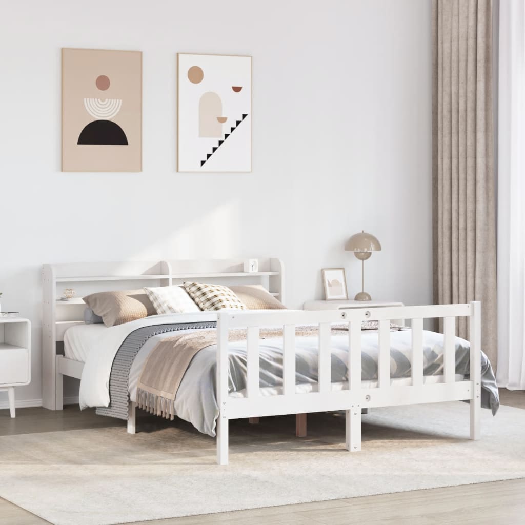 Letto Senza Materasso Bianco 150x200 Cm Legno Massello Di Pino