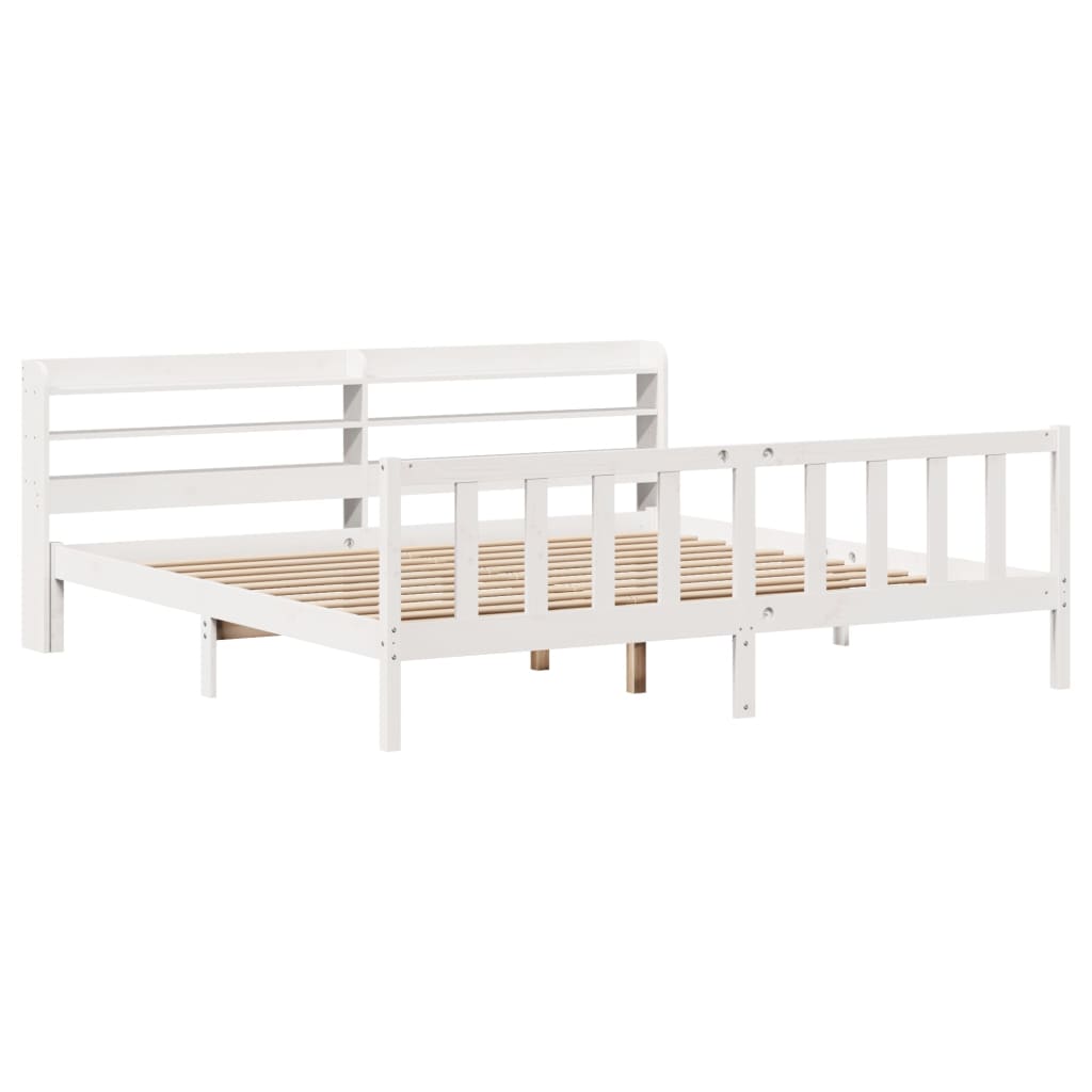 Letto Senza Materasso Bianco 180x200 Cm Legno Massello Di Pino - Image 3