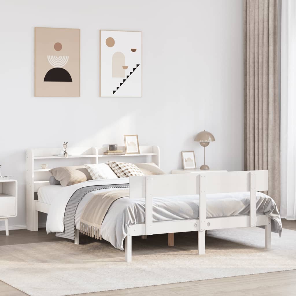 Letto Senza Materasso Bianco 150x200 Cm Legno Massello Di Pino