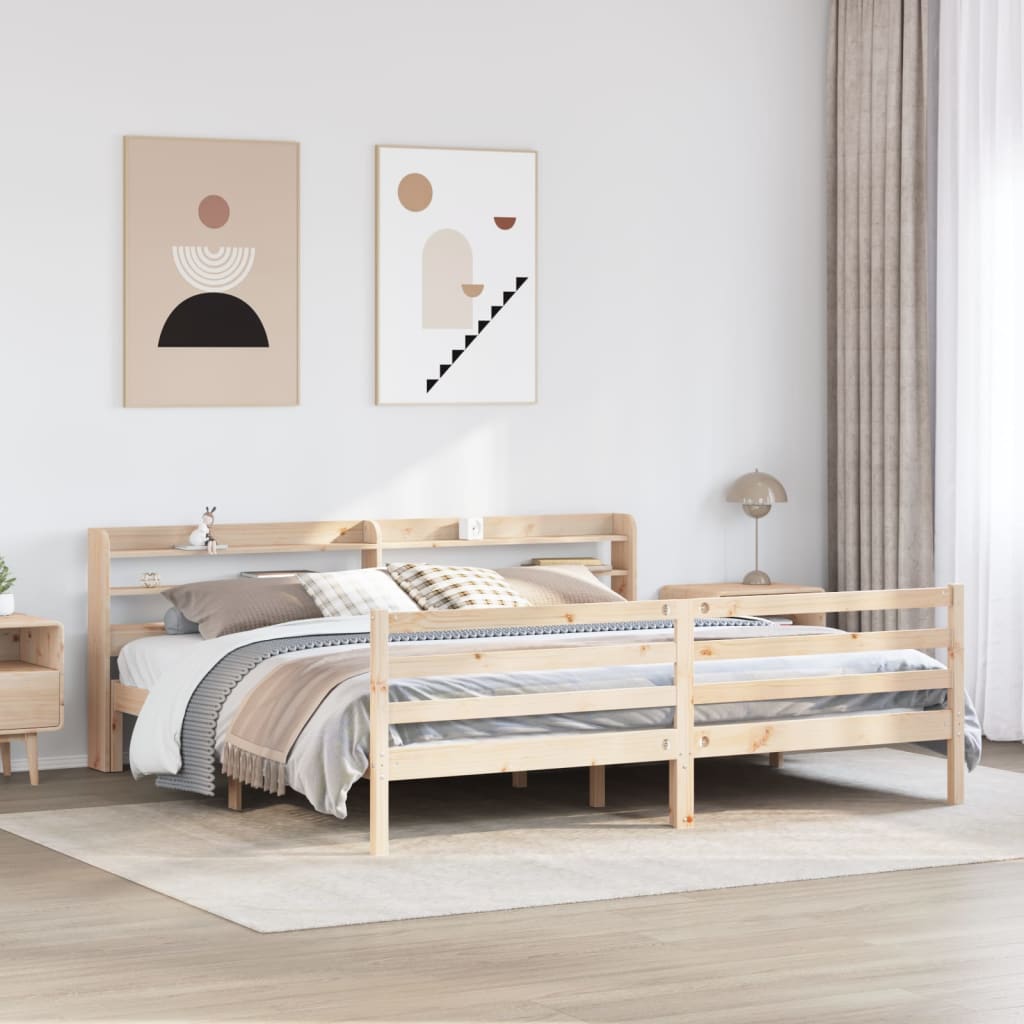 Giroletto Con Testiera 200x200 Cm In Legno Massello Di Pino