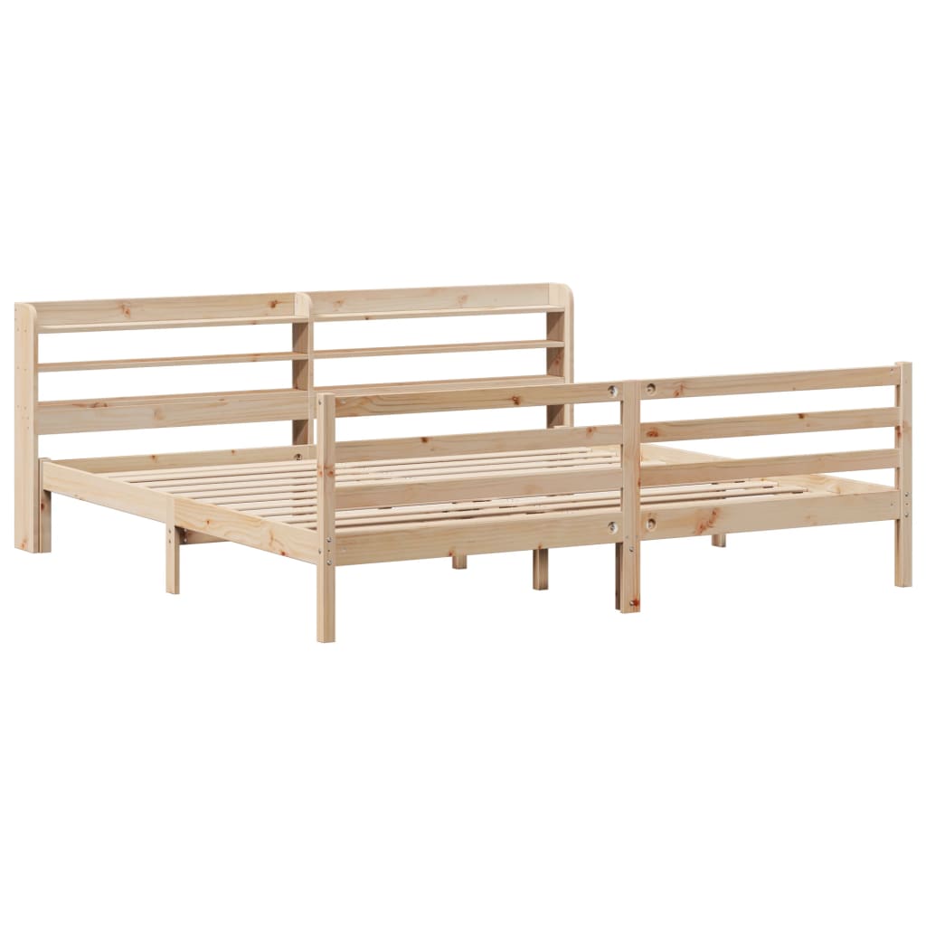 Giroletto Con Testiera 200x200 Cm In Legno Massello Di Pino - Image 3