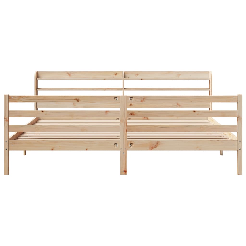 Giroletto Con Testiera 200x200 Cm In Legno Massello Di Pino - Image 4
