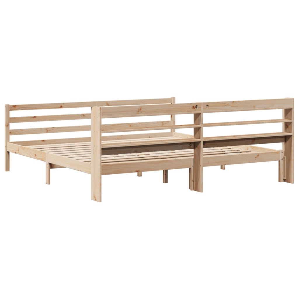Giroletto Con Testiera 200x200 Cm In Legno Massello Di Pino - Image 6