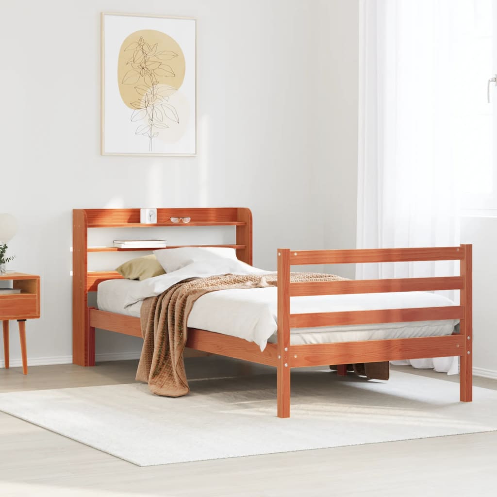 Letto Senza Materasso Marrone Cera 75x190 Cm In Legno Di Pino