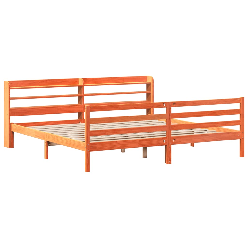 Letto Senza Materasso Marrone Cera 200x200 Cm In Legno Di Pino - Image 3
