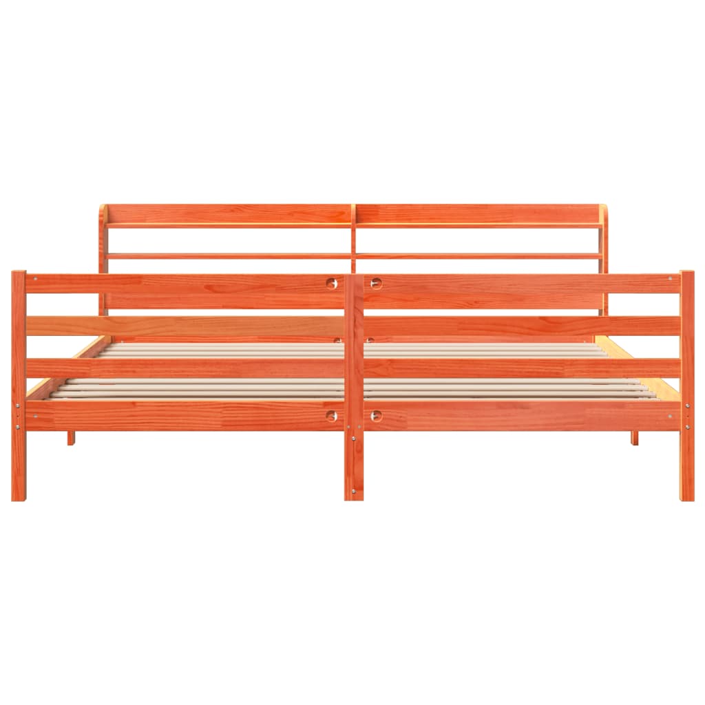 Letto Senza Materasso Marrone Cera 200x200 Cm In Legno Di Pino - Image 4