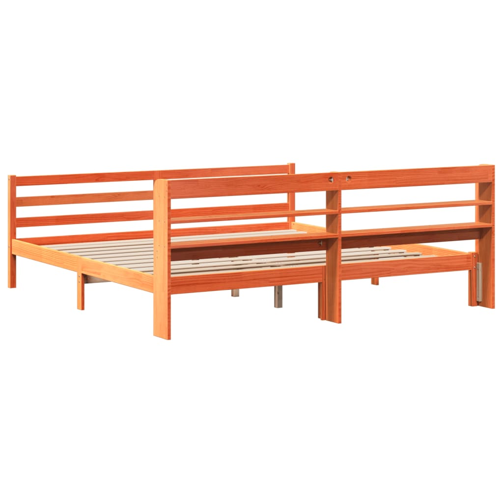 Letto Senza Materasso Marrone Cera 200x200 Cm In Legno Di Pino - Image 6