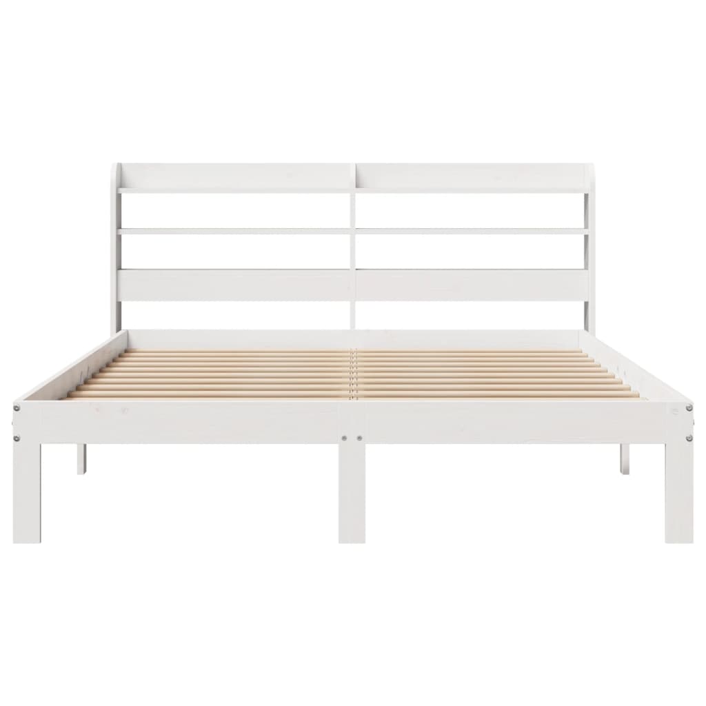 Giroletto Con Testiera Bianco 135x190 Cm Legno Massello Di Pino - Image 4