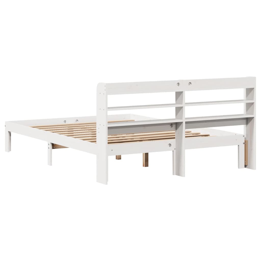 Giroletto Con Testiera Bianco 135x190 Cm Legno Massello Di Pino - Image 6