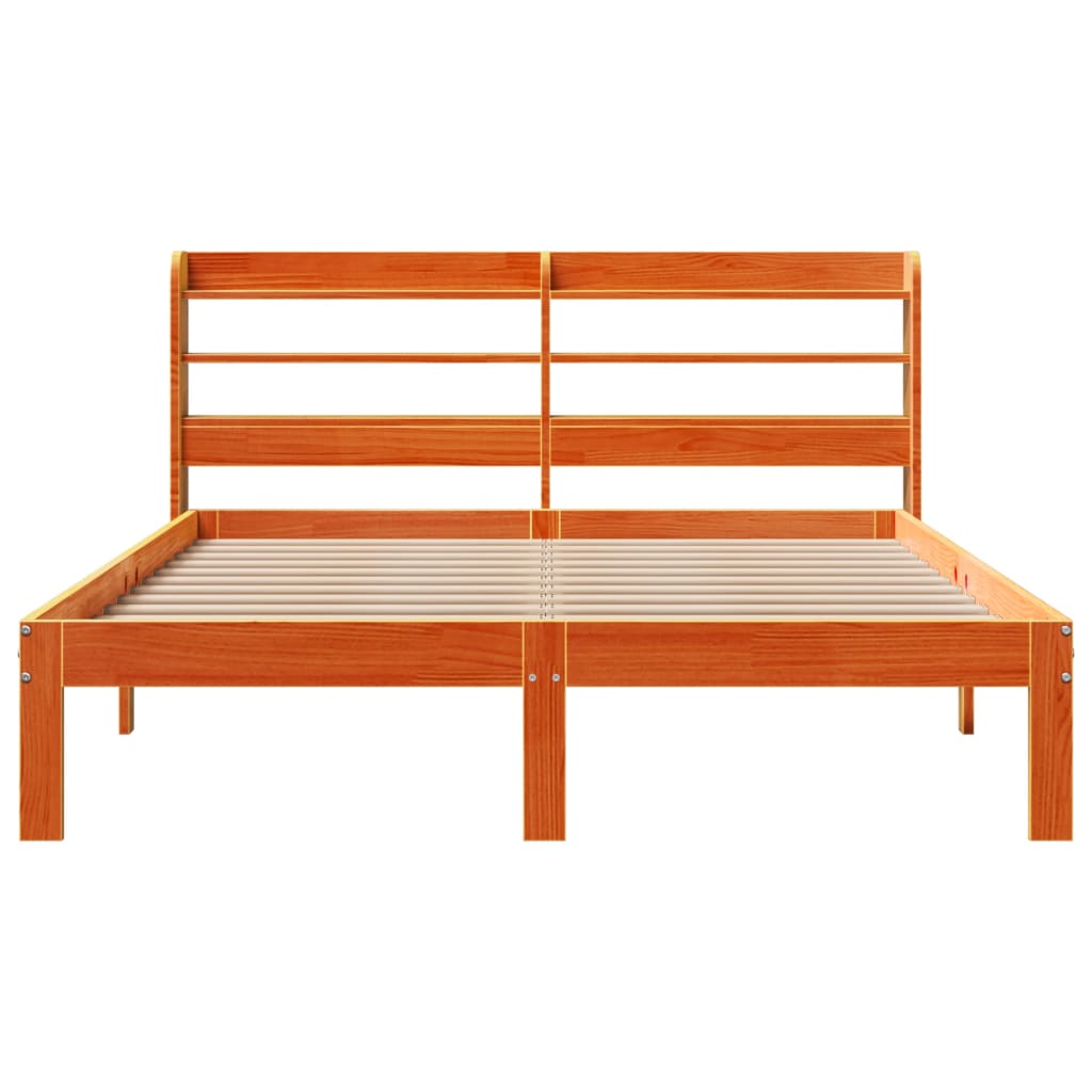 Letto Senza Materasso Marrone Cera 140x190 Cm In Legno Di Pino - Image 4