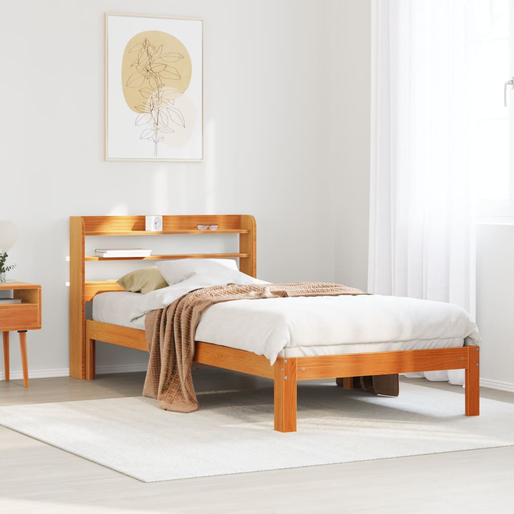 Letto Senza Materasso Marrone Cera 90x200 Cm Legno Di Pino