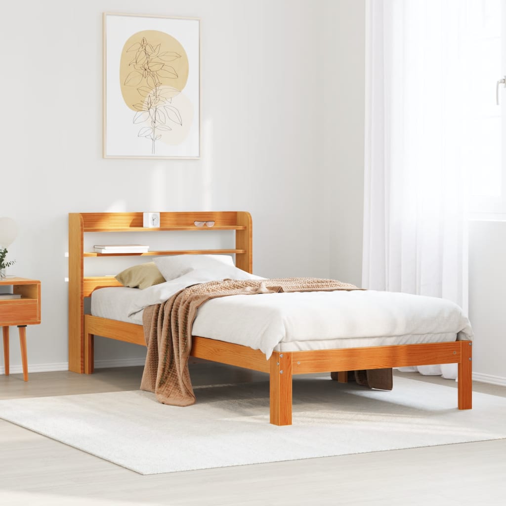 Letto Senza Materasso Marrone Cera 100x200 Cm In Legno Di Pino