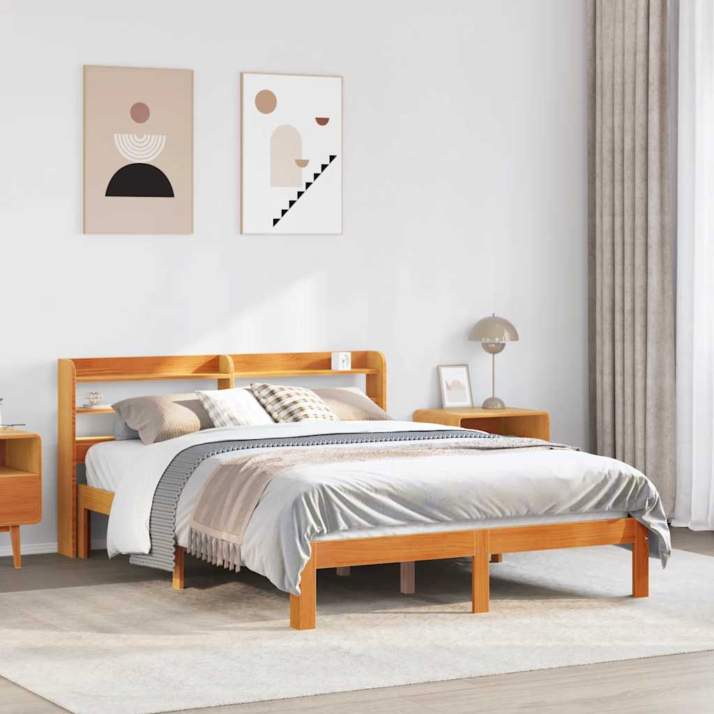 Giroletto Senza Materasso Marrone Cera 140x200cm Massello Pino
