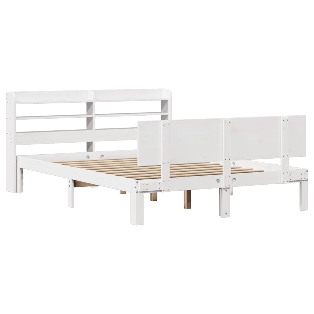 Giroletto Con Testiera Bianco 135x190 Cm Legno Massello Di Pino - Image 3