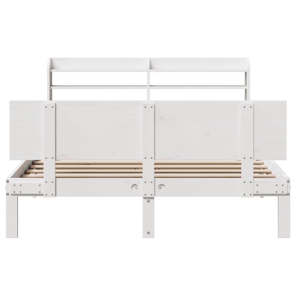 Giroletto Con Testiera Bianco 135x190 Cm Legno Massello Di Pino - Image 4