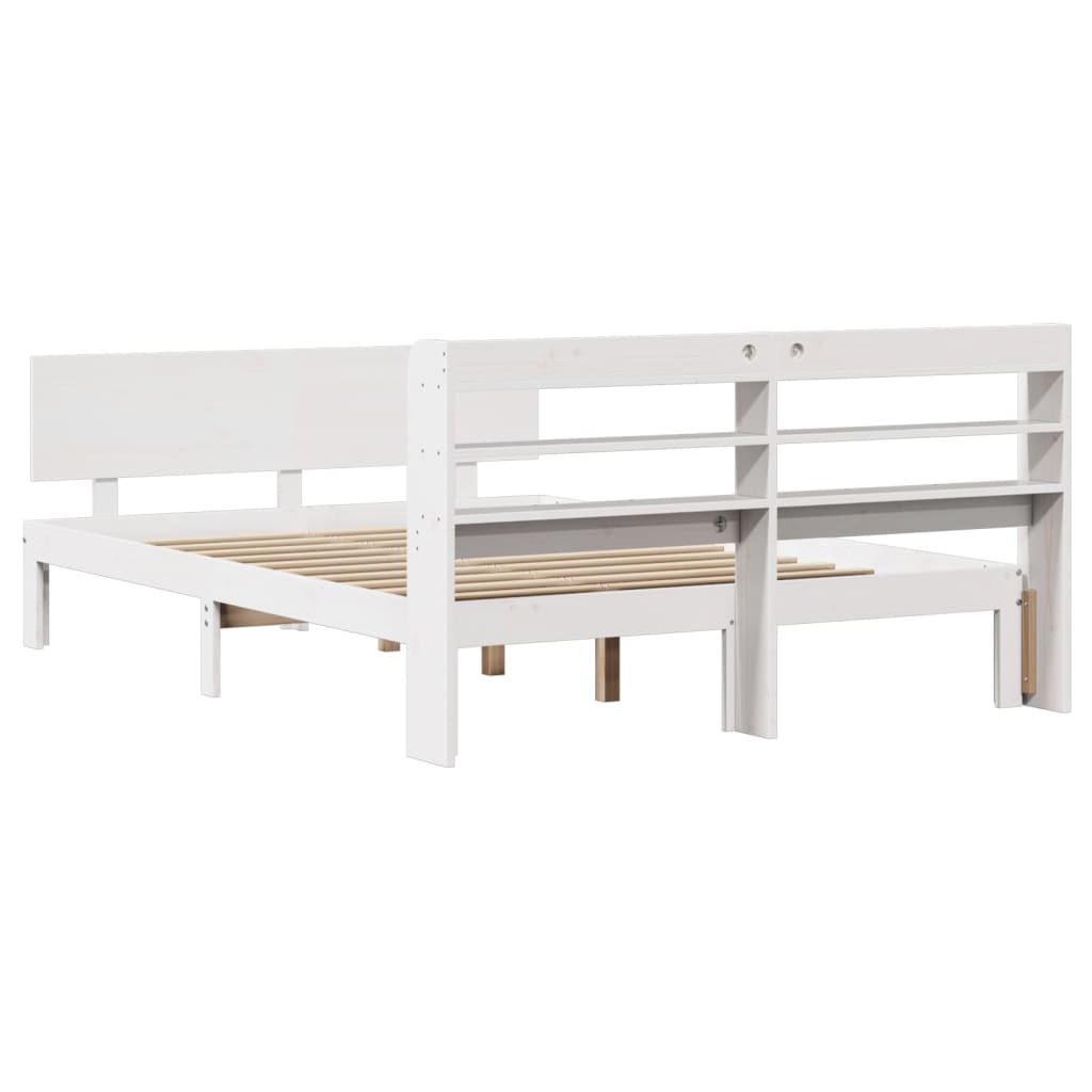 Giroletto Con Testiera Bianco 135x190 Cm Legno Massello Di Pino - Image 6