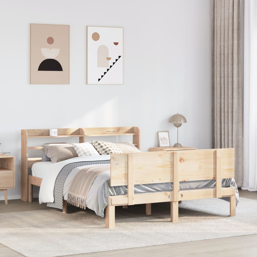 Giroletto Con Testiera 140x190 Cm In Legno Massello Di Pino