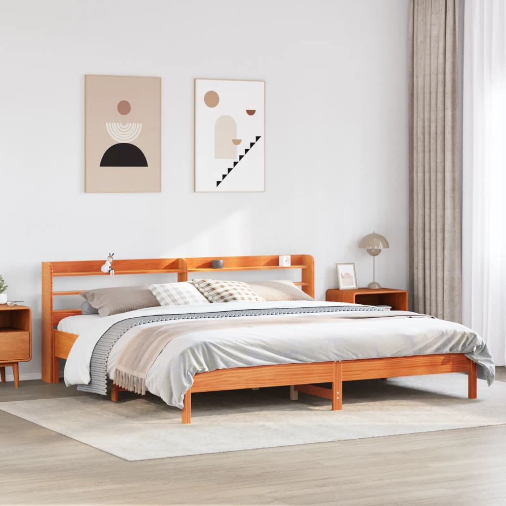 Letto Senza Materasso Marrone Cera 180x200 Cm In Legno Di Pino