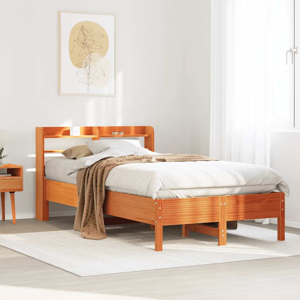 Letto Senza Materasso Marrone Cera 100x200 Cm In Legno Di Pino