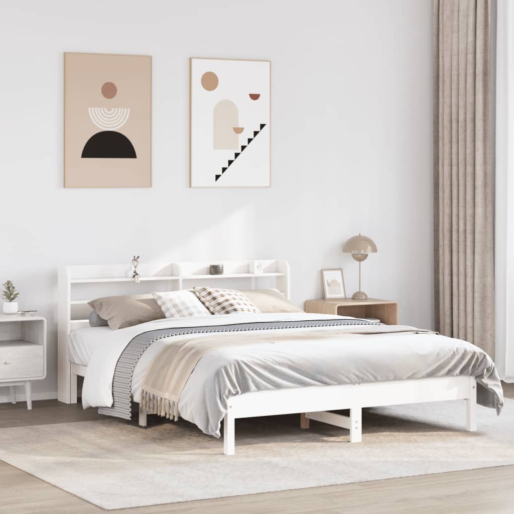 Letto Senza Materasso Bianco 140x190 Cm Legno Massello Di Pino