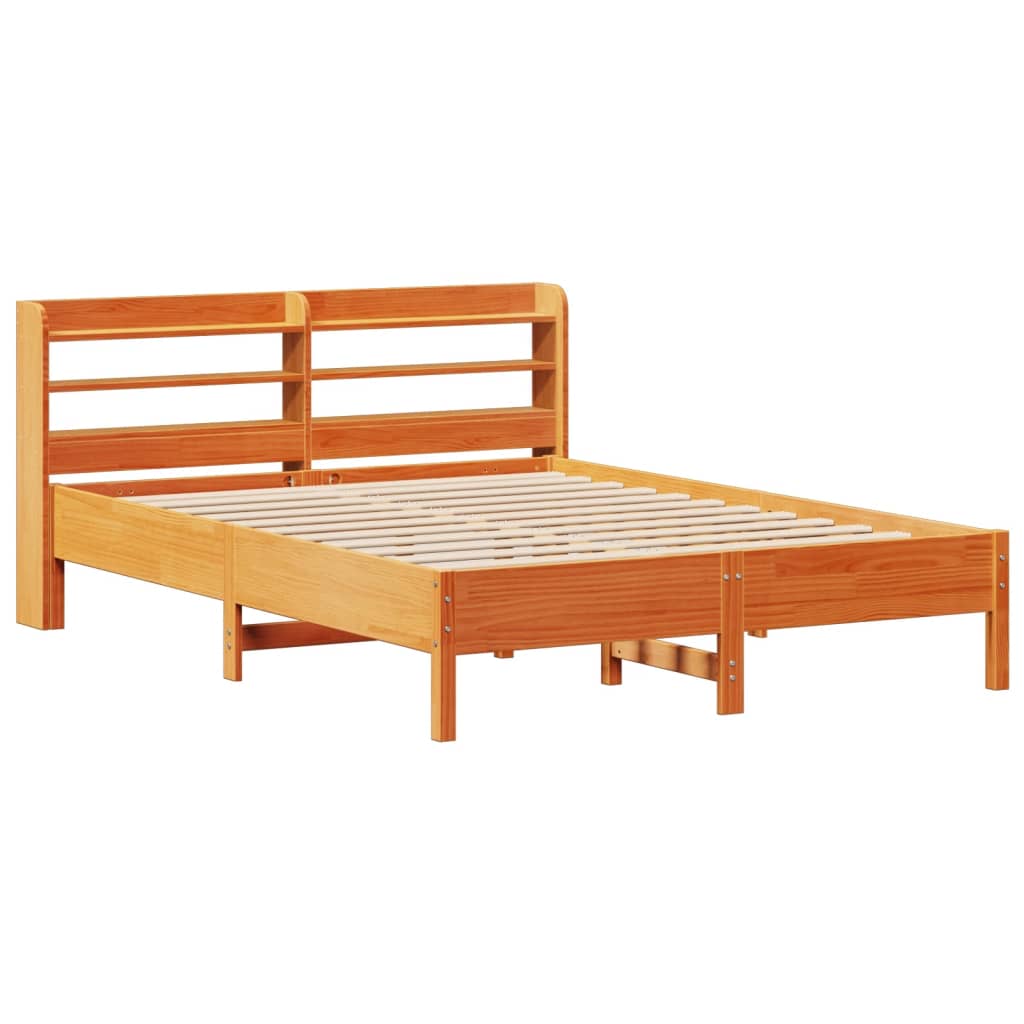 Letto Senza Materasso Marrone Cera 140x190 Cm In Legno Di Pino - Image 3