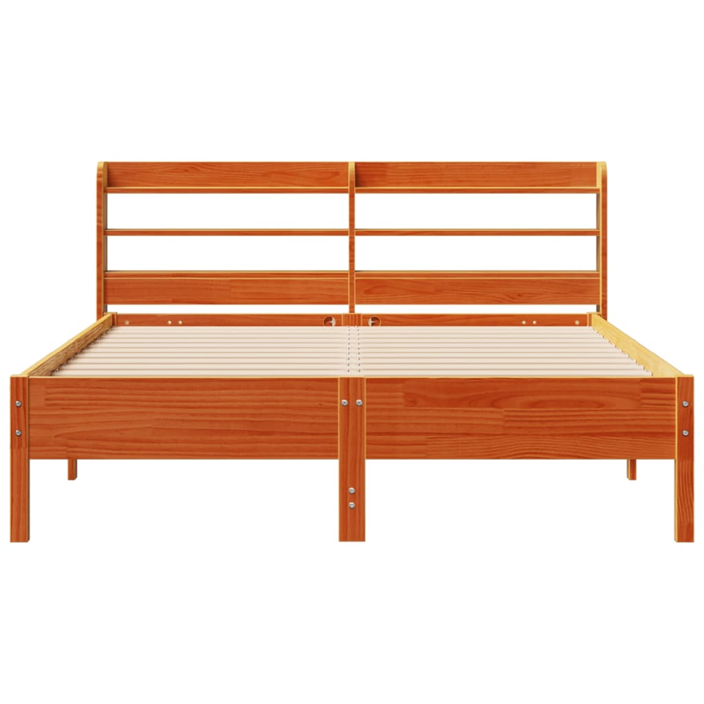 Letto Senza Materasso Marrone Cera 140x190 Cm In Legno Di Pino - Image 4