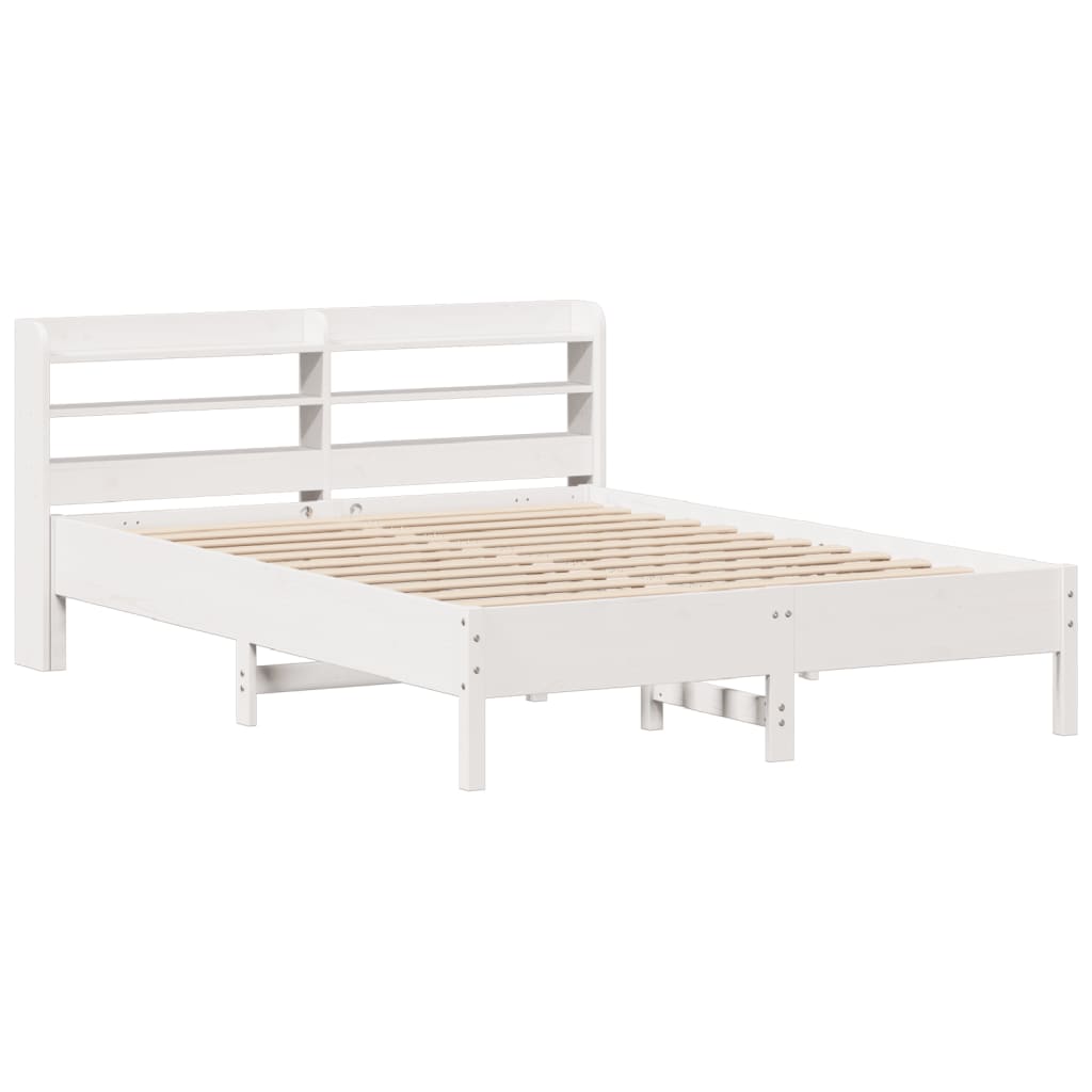 Letto Senza Materasso Bianco 135x190 Cm Legno Massello Di Pino - Image 3