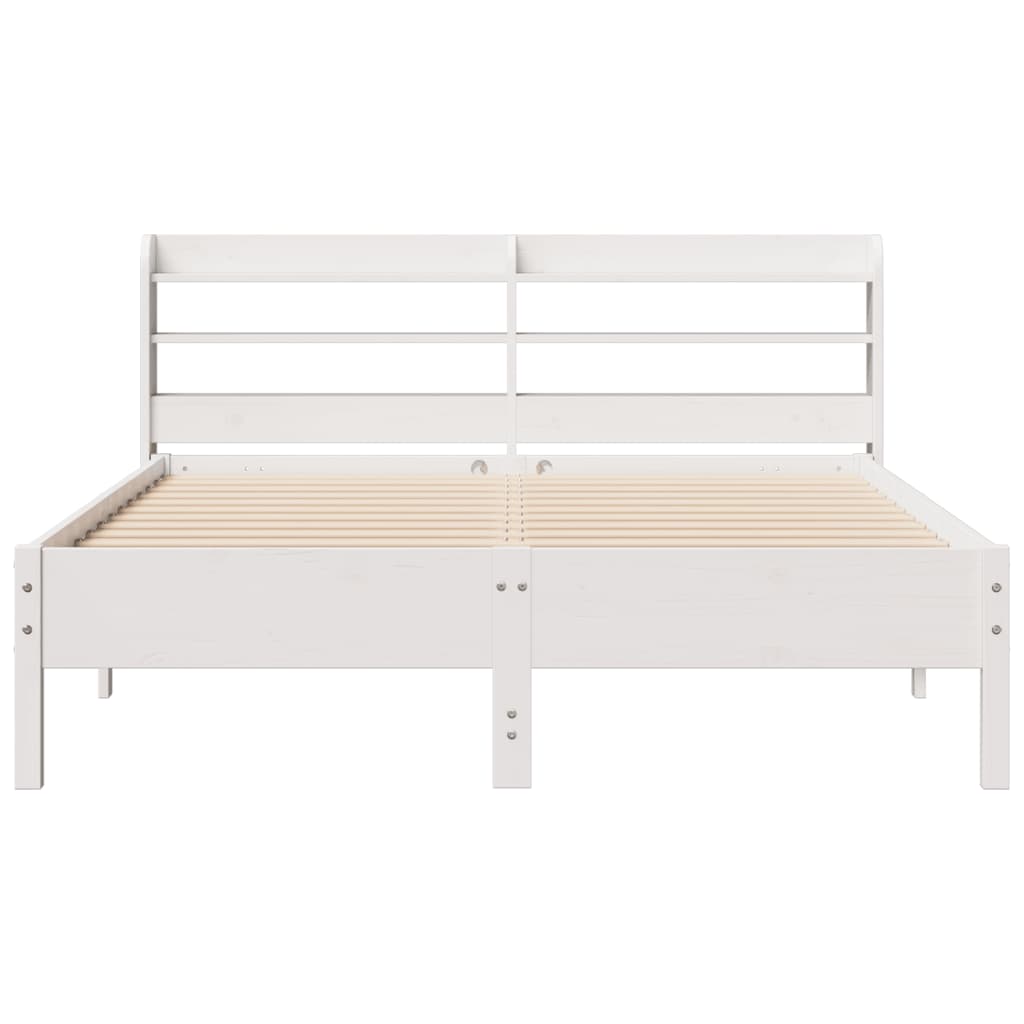 Letto Senza Materasso Bianco 135x190 Cm Legno Massello Di Pino - Image 4